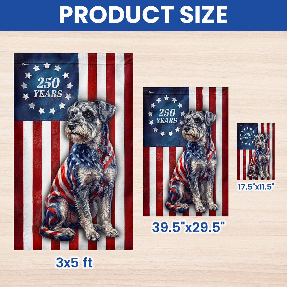 Patriotic Schnauzer Garden Flag, 250 Years 1776 2026 Flag Decor for Dog Lover