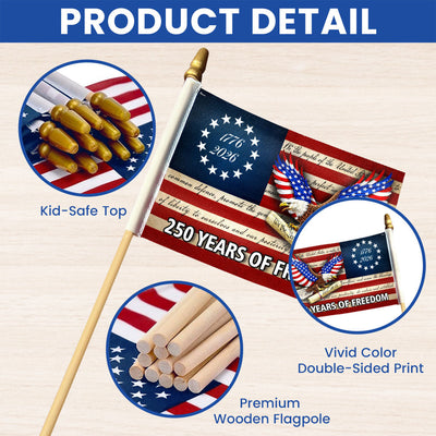 Patriotic 250 Years of Freedom Flag, We The People 1776 2026 Handheld Flag