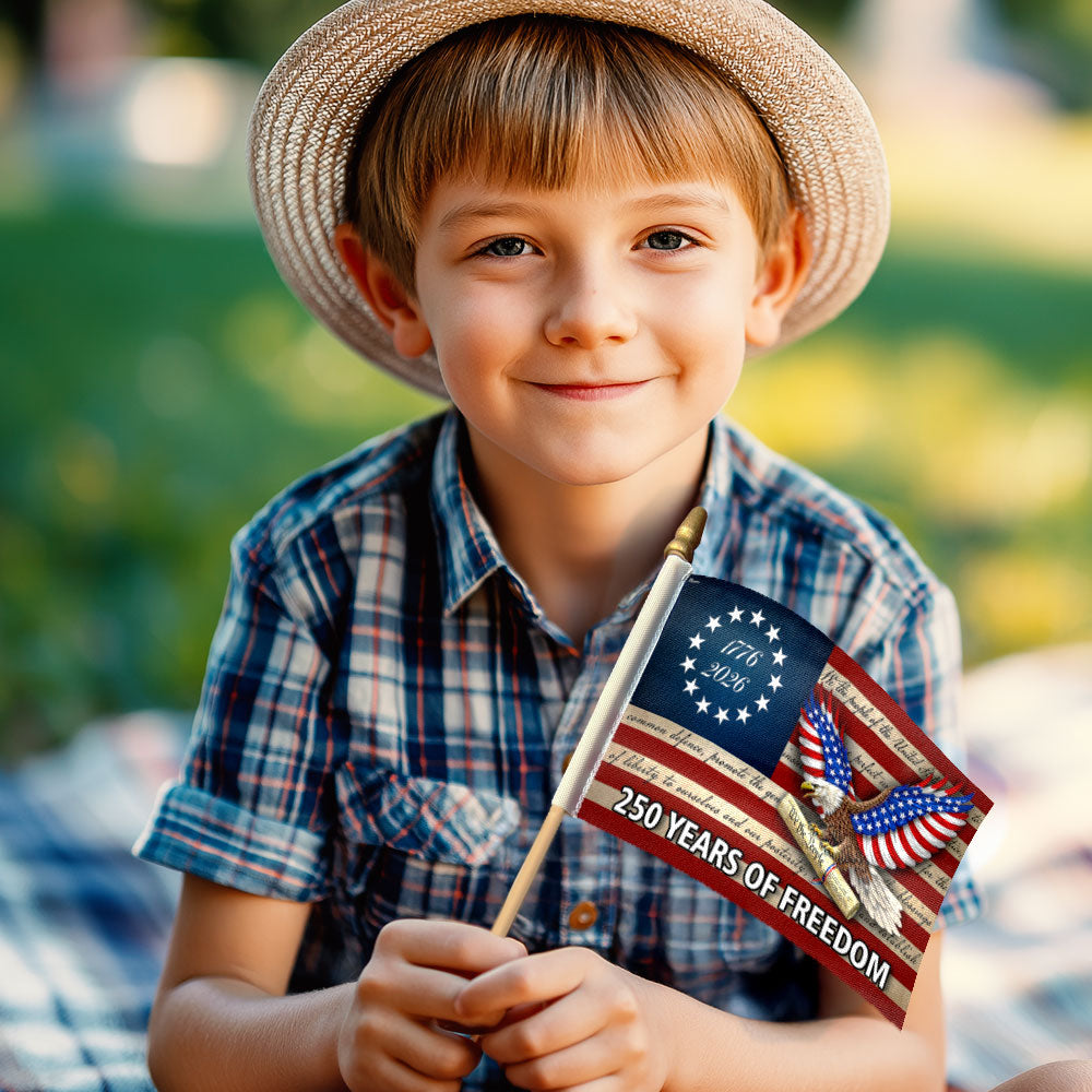 Patriotic 250 Years of Freedom Flag, We The People 1776 2026 Handheld Flag