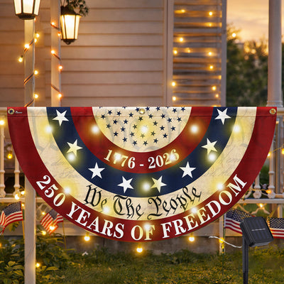 Patriotic American Fan Flag, 250 Years of Freedom 1776 2026 Solar Led Flag Decor