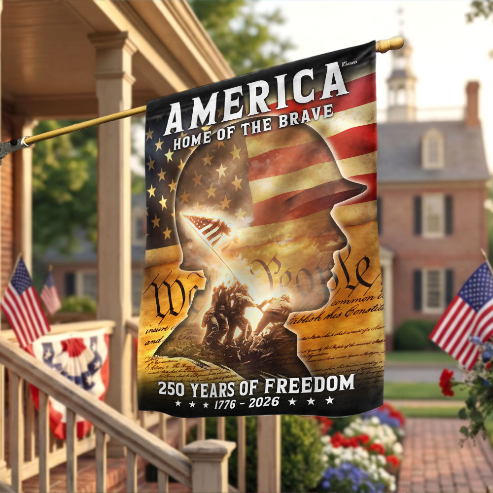 250 Years of Freedom Home of the Brave American Flag, Patriotic Veteran Flag Decor