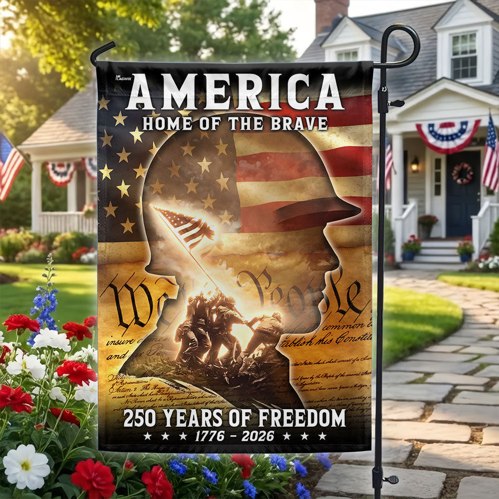 250 Years of Freedom Home of the Brave American Flag, Patriotic Veteran Flag Decor