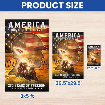 250 Years of Freedom Home of the Brave American Flag, Patriotic Veteran Flag Decor