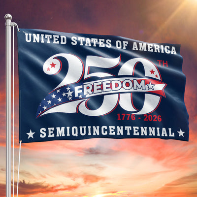 250 Years of Freedom American Flag, Patriotic Anniversary 1776 2026 Grommet Flag