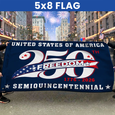 250 Years of Freedom American Flag, Patriotic Anniversary 1776 2026 Grommet Flag