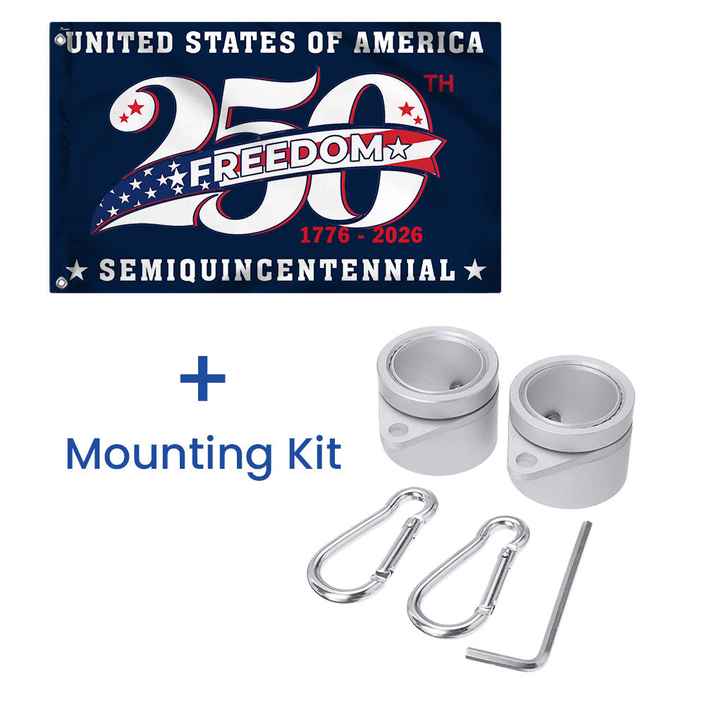 250 Years of Freedom American Flag, Patriotic Anniversary 1776 2026 Grommet Flag