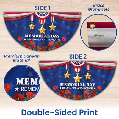 Memorial Day Fan Flag, Remember And Honor US Veterans Flag Decor