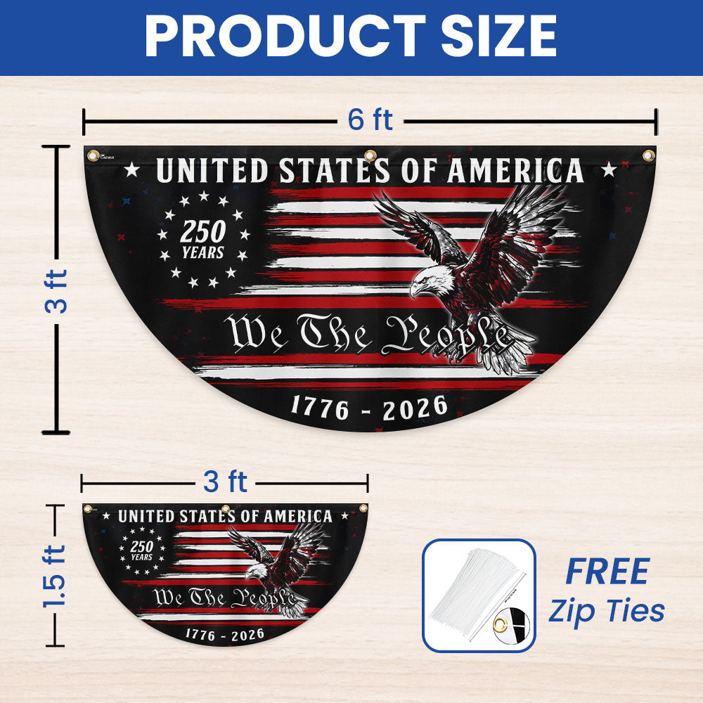 250 Years We The People American Fan Flag, 1776 2026 Patriotic Flag Decor