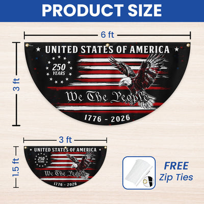 250 Years We The People American Fan Flag, 1776 2026 Patriotic Flag Decor