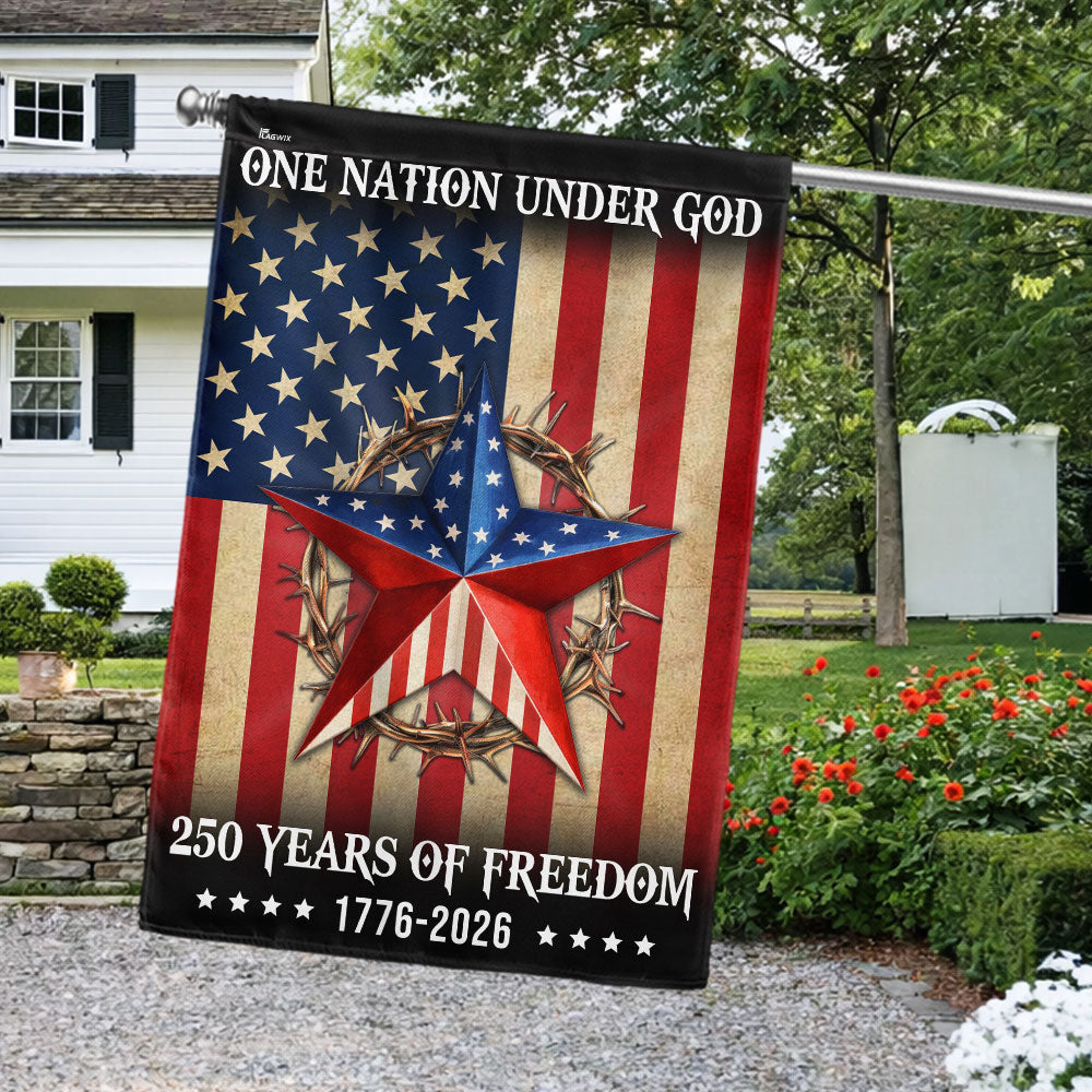 Patriotic One Nation Under God 250 Years Flag, American 1776 2026 Flag Decor
