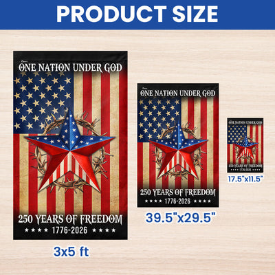 Patriotic One Nation Under God 250 Years Flag, American 1776 2026 Flag Decor