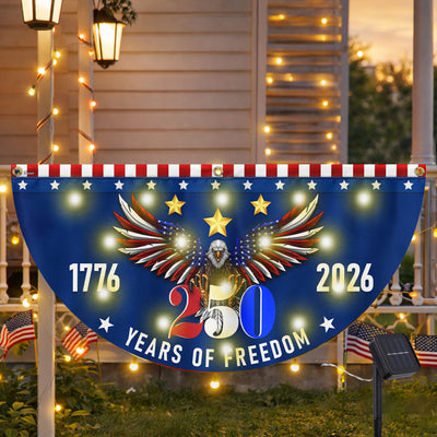250 Years of Freedom Fan Flag, Patriotic American 1776 2026 Solar LED Flag
