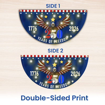 250 Years of Freedom Fan Flag, Patriotic American 1776 2026 Solar LED Flag