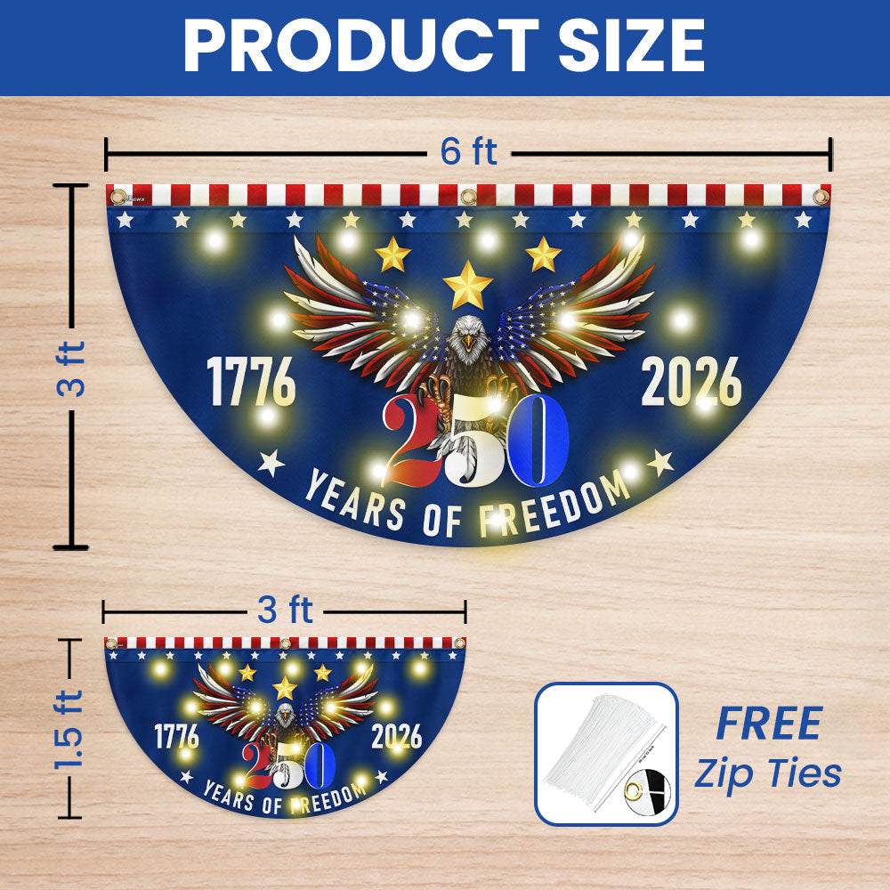 250 Years of Freedom Fan Flag, Patriotic American 1776 2026 Solar LED Flag