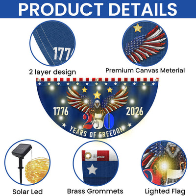 250 Years of Freedom Fan Flag, Patriotic American 1776 2026 Solar LED Flag