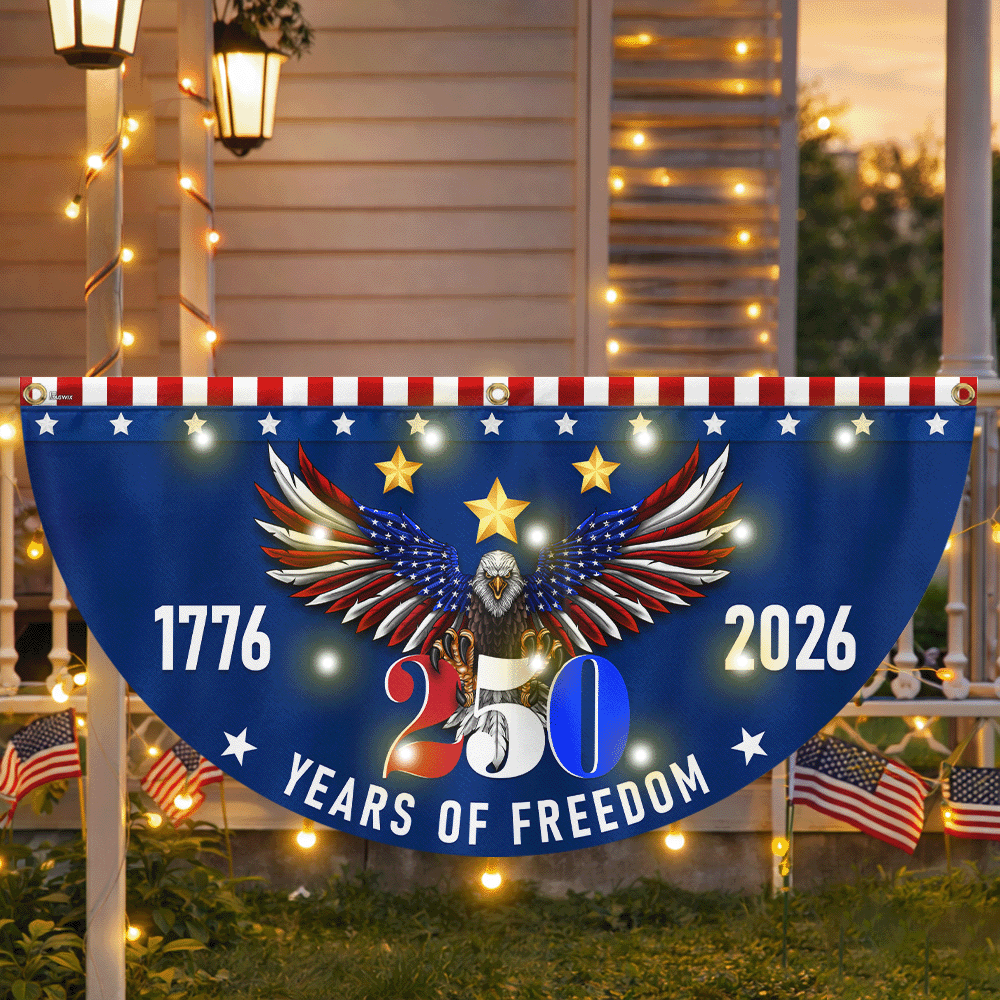 250 Years of Freedom Fan Flag, Patriotic American 1776 2026 Solar LED Flag