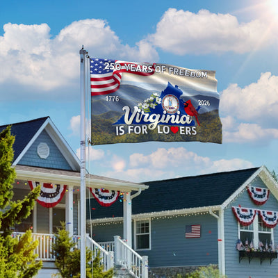 250 VA American 1776 2026 Grommet Flag, Virginia Is For Lovers Cardinal and Dogwood Flower Decor Flag