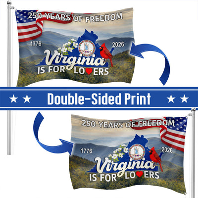 250 VA American 1776 2026 Grommet Flag, Virginia Is For Lovers Cardinal and Dogwood Flower Decor Flag