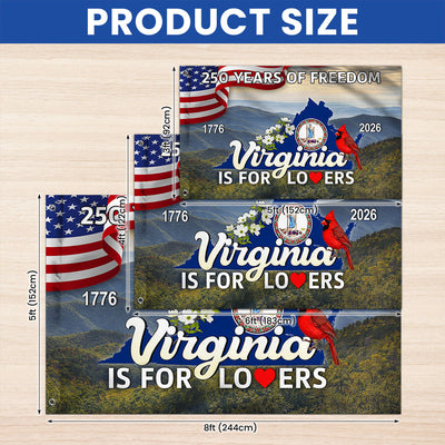 250 VA American 1776 2026 Grommet Flag, Virginia Is For Lovers Cardinal and Dogwood Flower Decor Flag
