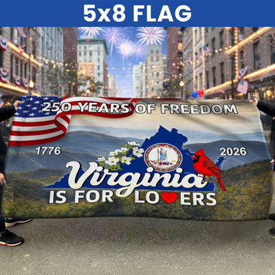 250 VA American 1776 2026 Grommet Flag, Virginia Is For Lovers Cardinal and Dogwood Flower Decor Flag