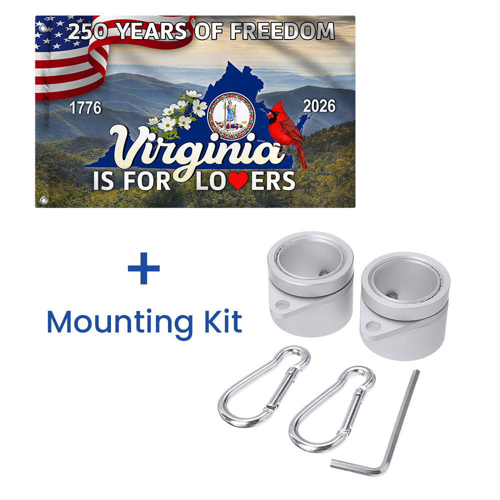 250 VA American 1776 2026 Grommet Flag, Virginia Is For Lovers Cardinal and Dogwood Flower Decor Flag