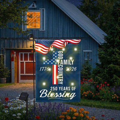 American Patriotic Solar Led Flag, 250 Years of Blessing God 1776 2026 Flag Decor