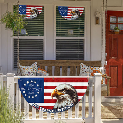 Patriotic 250 Years of Freedom Flag Decor, We The People 1776 2026 American Fan Flag