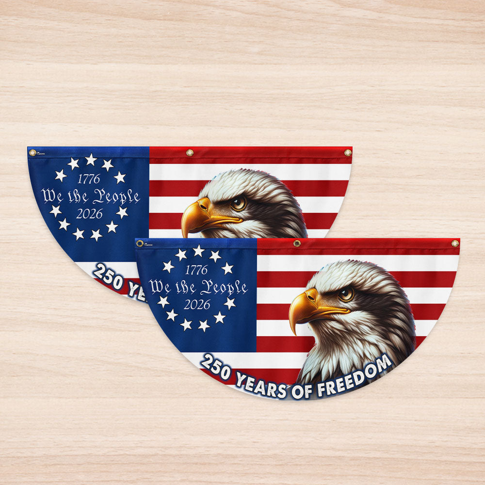 Patriotic 250 Years of Freedom Flag Decor, We The People 1776 2026 American Fan Flag