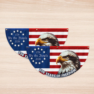 Patriotic 250 Years of Freedom Flag Decor, We The People 1776 2026 American Fan Flag