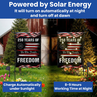 250 Years of Freedom Semiquincentennial Solar led Flag, We The People 1776 2026 Decor