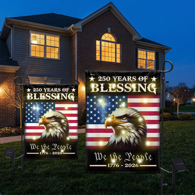 Patriotic 250 Years of Blessing 1776 2026 Flag, We The People American Solar LED Flag Outdoor Decor