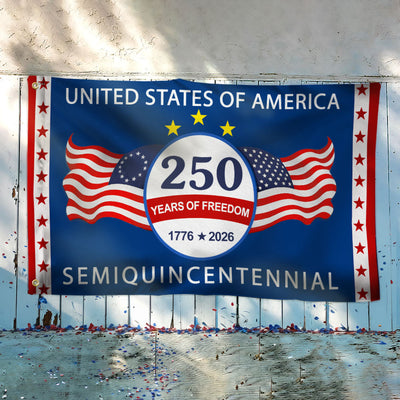 250 Years of Freedom Semiquincentennial Flag, United States of America 1776 2026 Grommet Flag