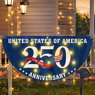 Patriotic 250 Years 1776 2026 Flag Decor, America Semiquincentennial Solar Led Fan Flag