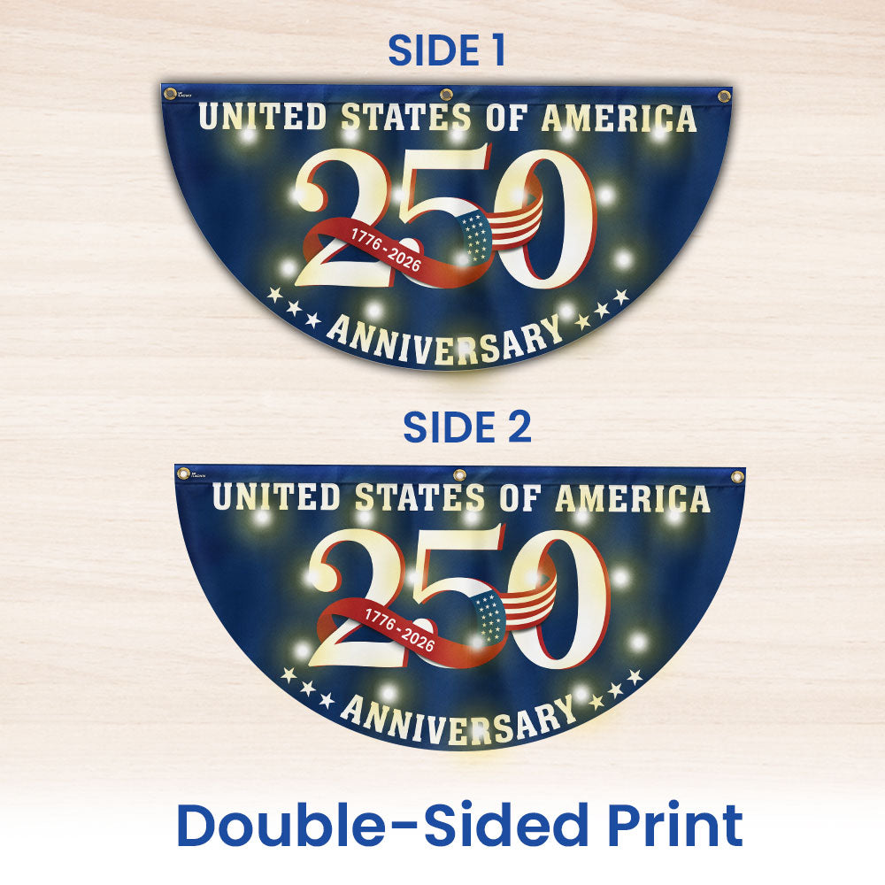 Patriotic 250 Years 1776 2026 Flag Decor, America Semiquincentennial Solar Led Fan Flag