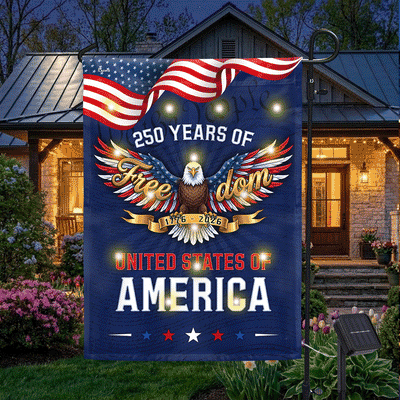 250 Years of Freedom American Flag, We The People 1776 2026 Solar LED Flag Decor