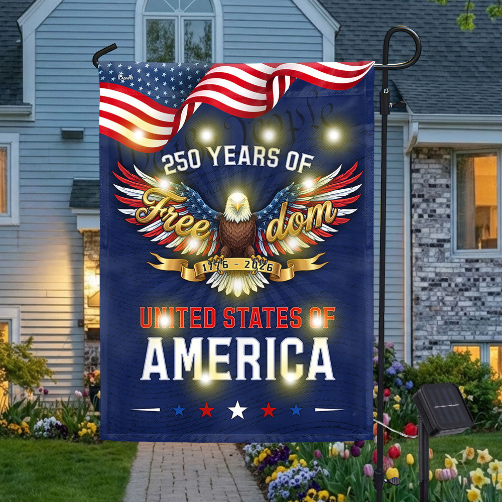 250 Years of Freedom American Flag, We The People 1776 2026 Solar LED Flag Decor