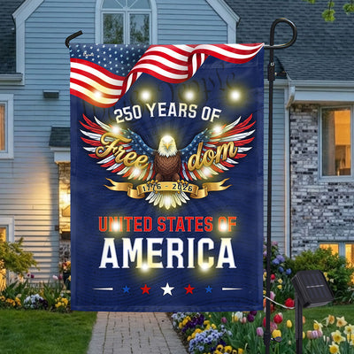 250 Years of Freedom American Flag, We The People 1776 2026 Solar LED Flag Decor