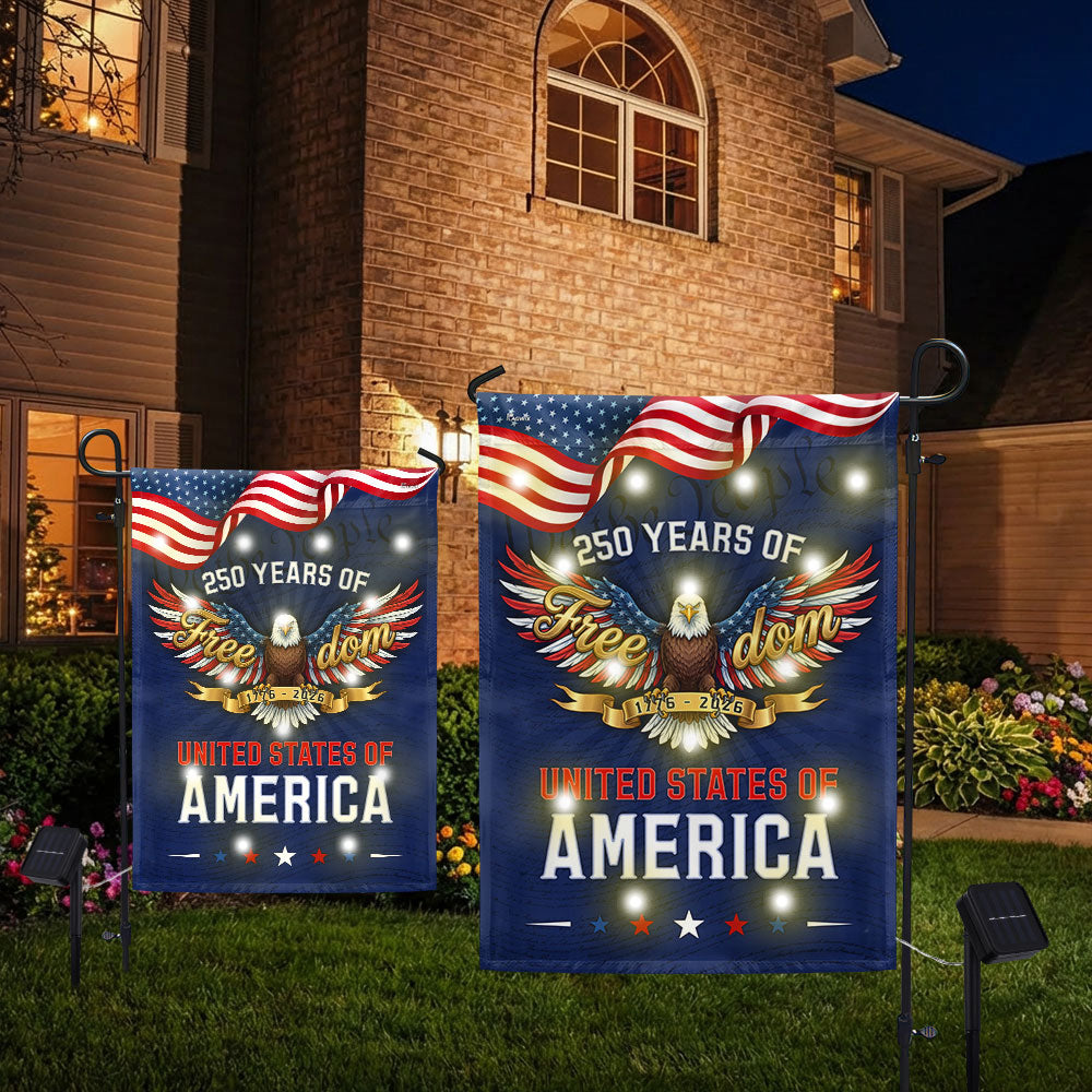 250 Years of Freedom American Flag, We The People 1776 2026 Solar LED Flag Decor