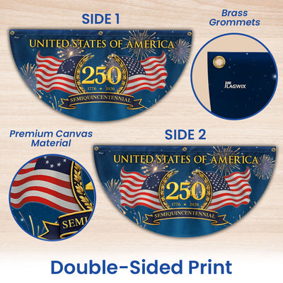 250 Years Semiquincentennial 1776 2026 Fan Flag, Patriotic American Flag Decor