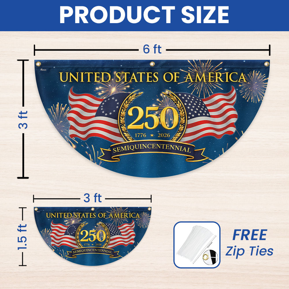 250 Years Semiquincentennial 1776 2026 Fan Flag, Patriotic American Flag Decor
