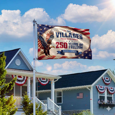 The Villages Community 250 Years Celebration Flag, Florida America 1776 2026 Grommet Flag
