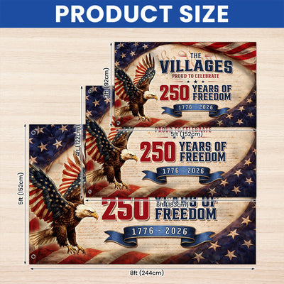 The Villages Community 250 Years Celebration Flag, Florida America 1776 2026 Grommet Flag
