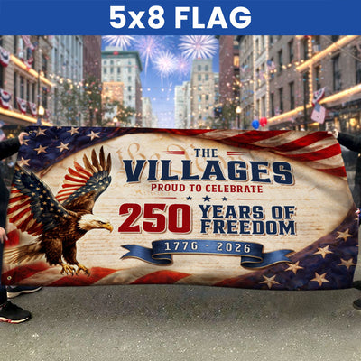 The Villages Community 250 Years Celebration Flag, Florida America 1776 2026 Grommet Flag
