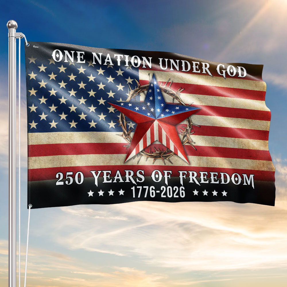 One Nation Under God Patriotic 250 Years Flag, American 1776 2026 Grommet Flag