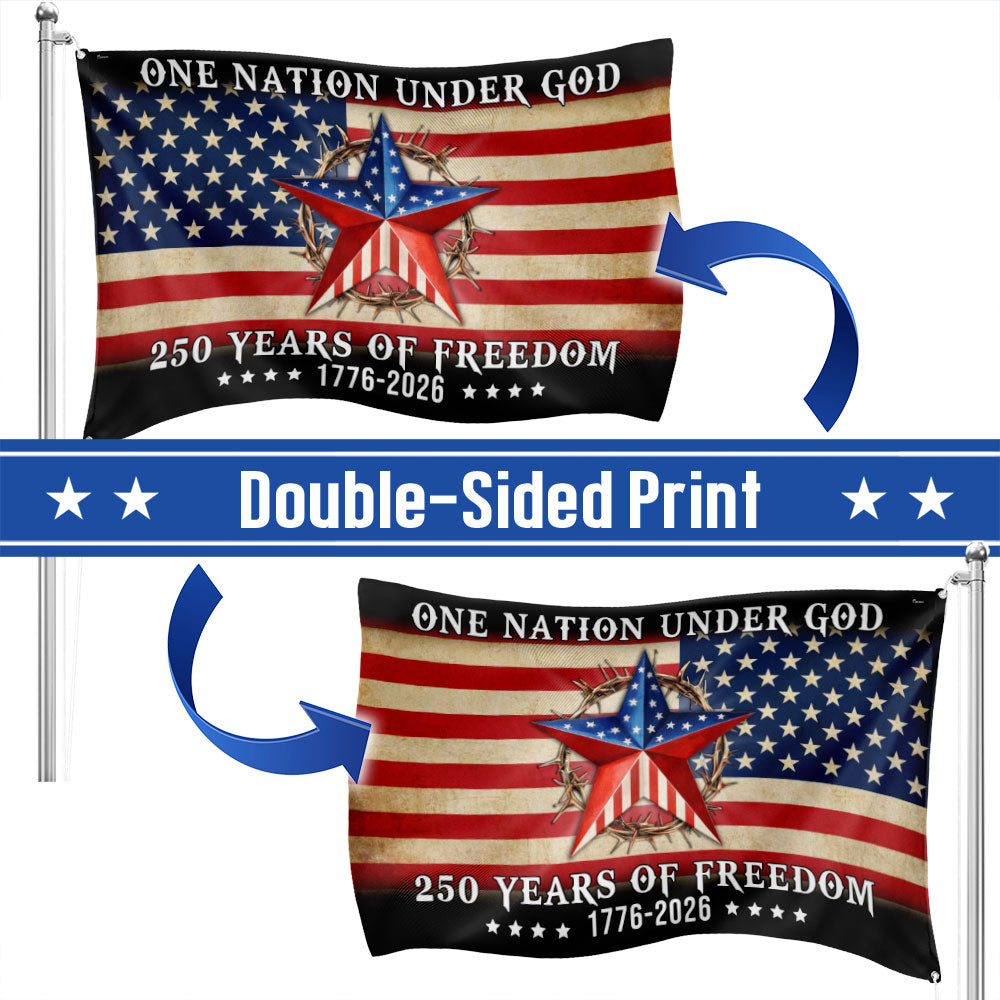 One Nation Under God Patriotic 250 Years Flag, American 1776 2026 Grommet Flag
