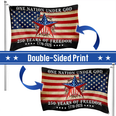 One Nation Under God Patriotic 250 Years Flag, American 1776 2026 Grommet Flag