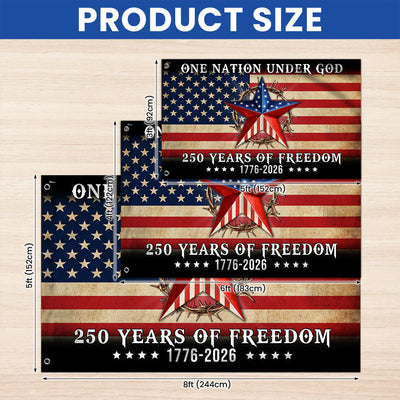One Nation Under God Patriotic 250 Years Flag, American 1776 2026 Grommet Flag