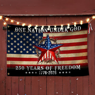 One Nation Under God Patriotic 250 Years Flag, American 1776 2026 Grommet Flag