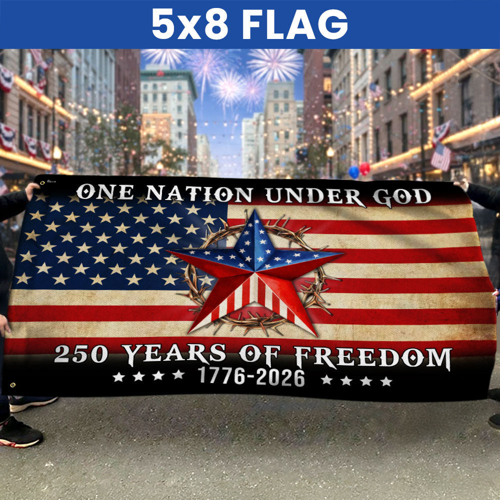 One Nation Under God Patriotic 250 Years Flag, American 1776 2026 Grommet Flag