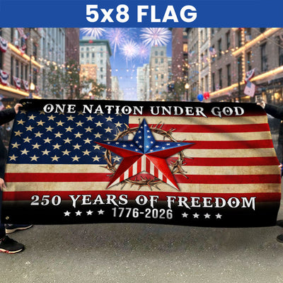 One Nation Under God Patriotic 250 Years Flag, American 1776 2026 Grommet Flag